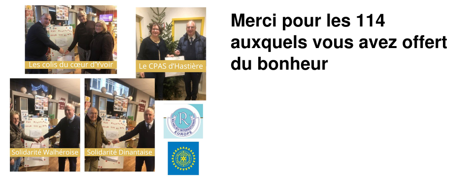 Merci pour les 114 auxquels vous avez offert du bonheur